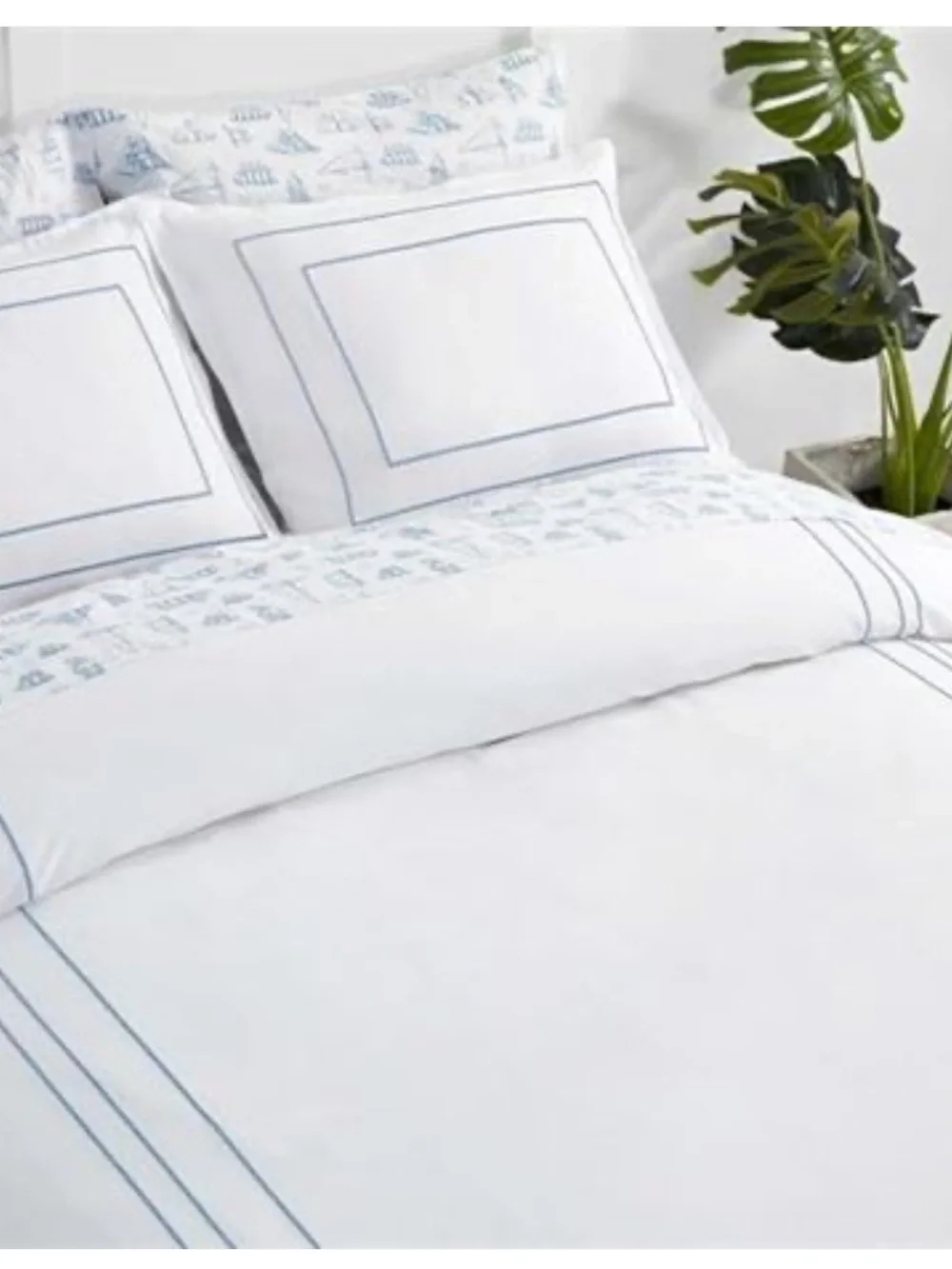 Nautica Alden Cotton-Rich White Duvet Cover Set Sz FULL/QUEEN NWT